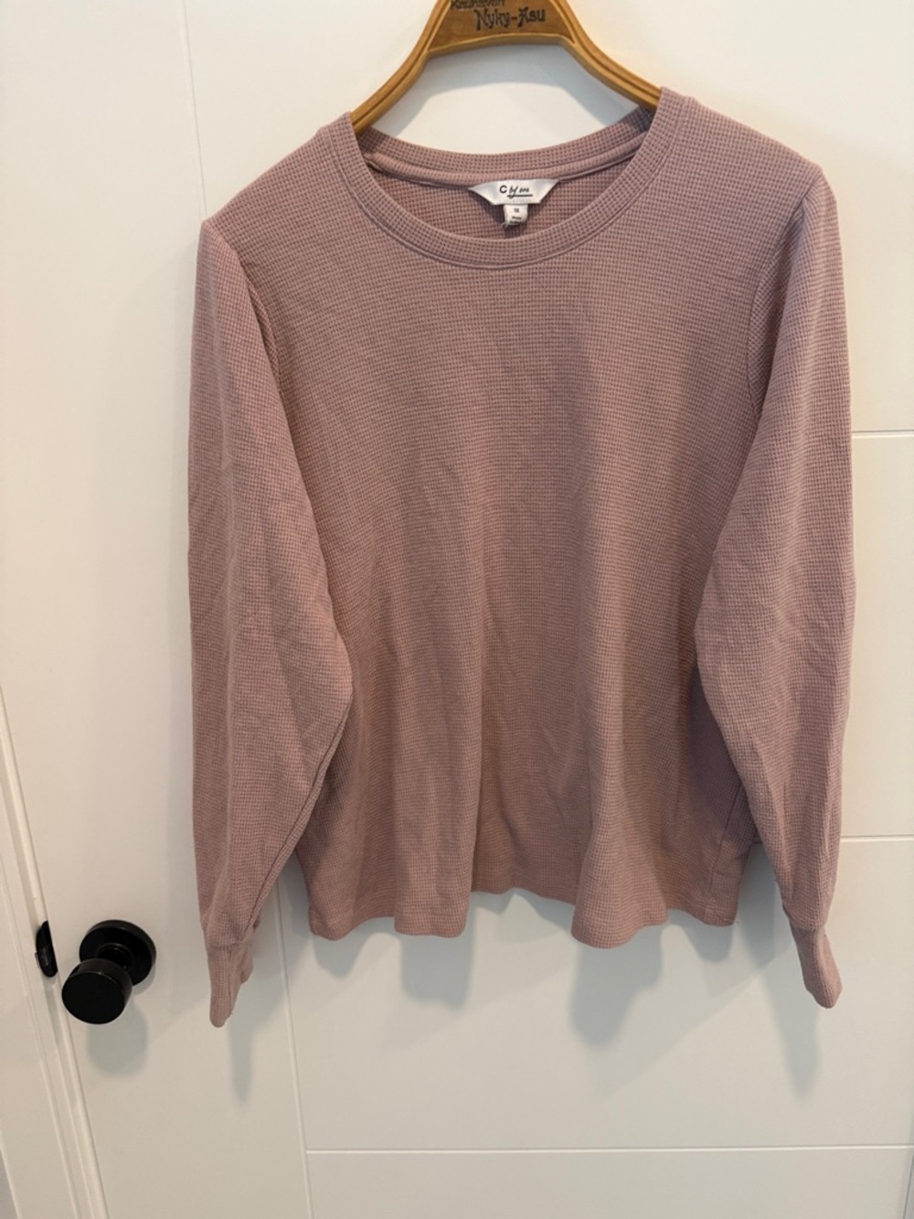 C by One Cozy Mauve Waffle Knit Long Sleeve Top size 1X